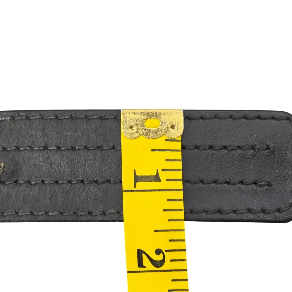 Triple Stitched Black Leather Belt Mens 42 Black Casual Classic Rugged Workwear